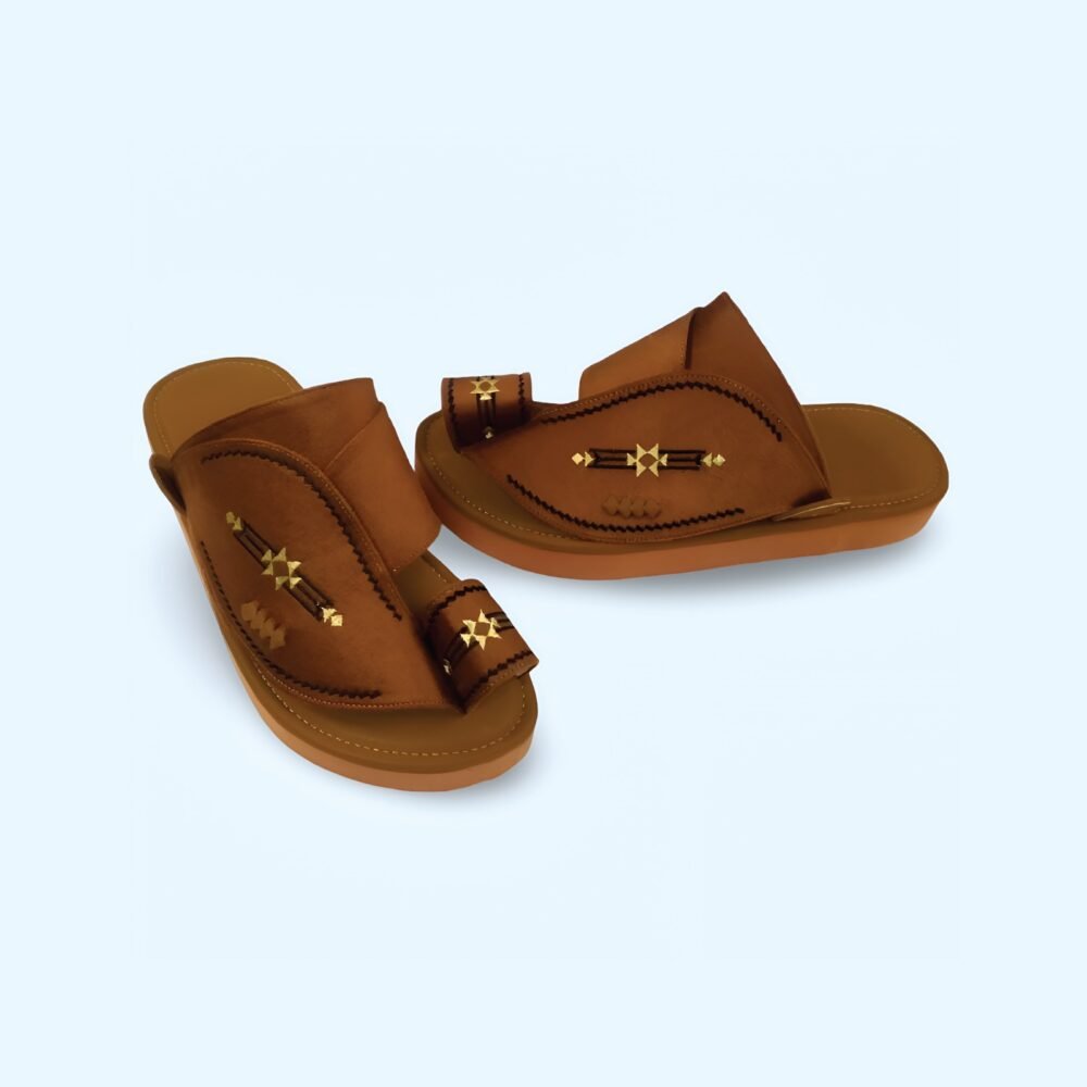 Brown embroidered oriental Shoes