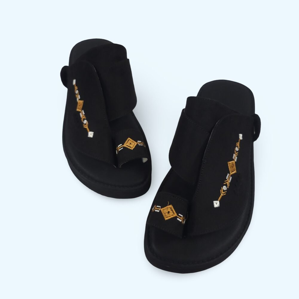 Black embroidered shoes for men