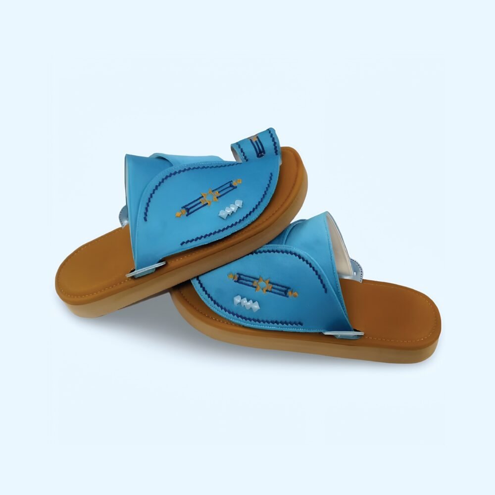 Sky blue embroidered men shoes